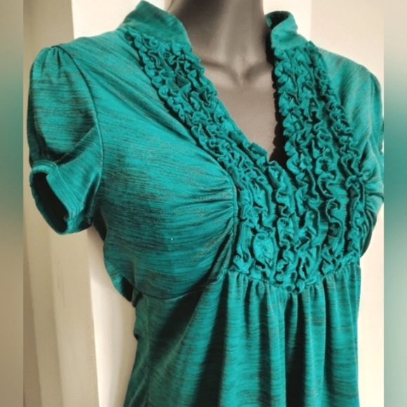 HeartSoul Tops - Heart Soul | Y2K Vintage Teal Ruffled Women's Top | Size Medium